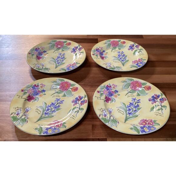 Sakura Sue Zipkin Creme Brûlée Botanical Floral Set of Four 8" Salad Plates 1995 - Picture 1 of 9